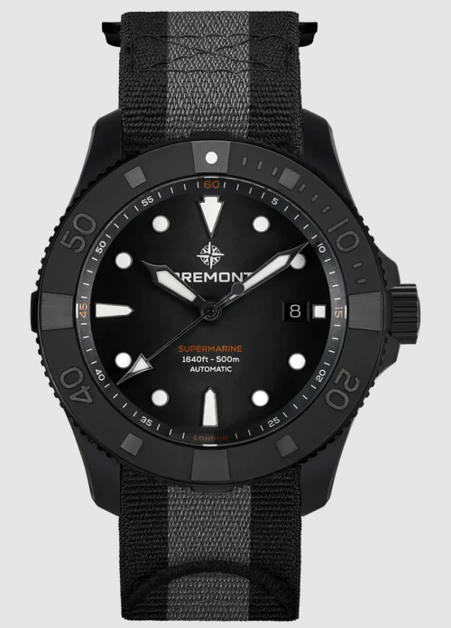 Best Bremont Supermarine Full Ceramic Tactical Black fabric strap Replica Watch